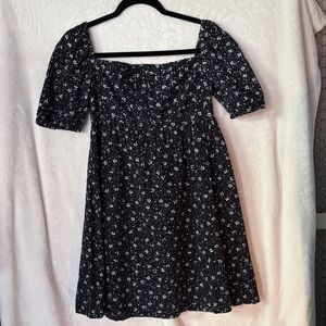 Maeve Black Dress with Floral Design